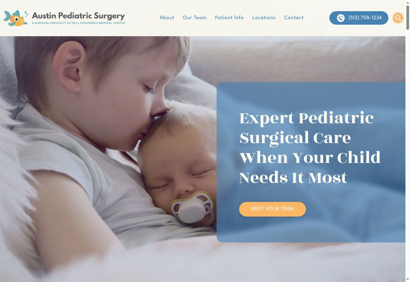Austin Pediatric Surgery homepage design