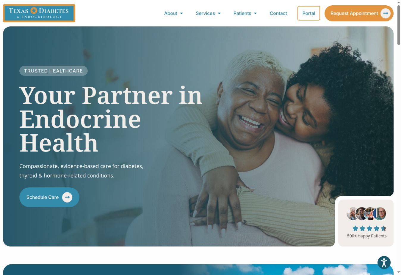 Texas Diabetes & Endocrinology homepage design